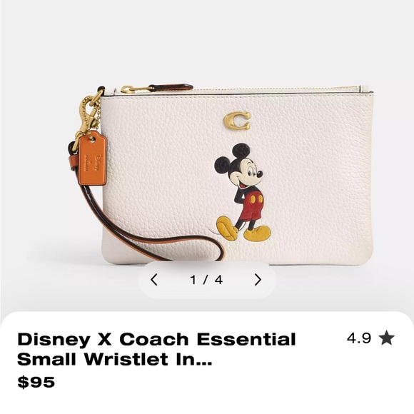 Disney X Coach Essential Small Wristlet Regenerative Leather With Mickey Mouse - Picture 1 of 8